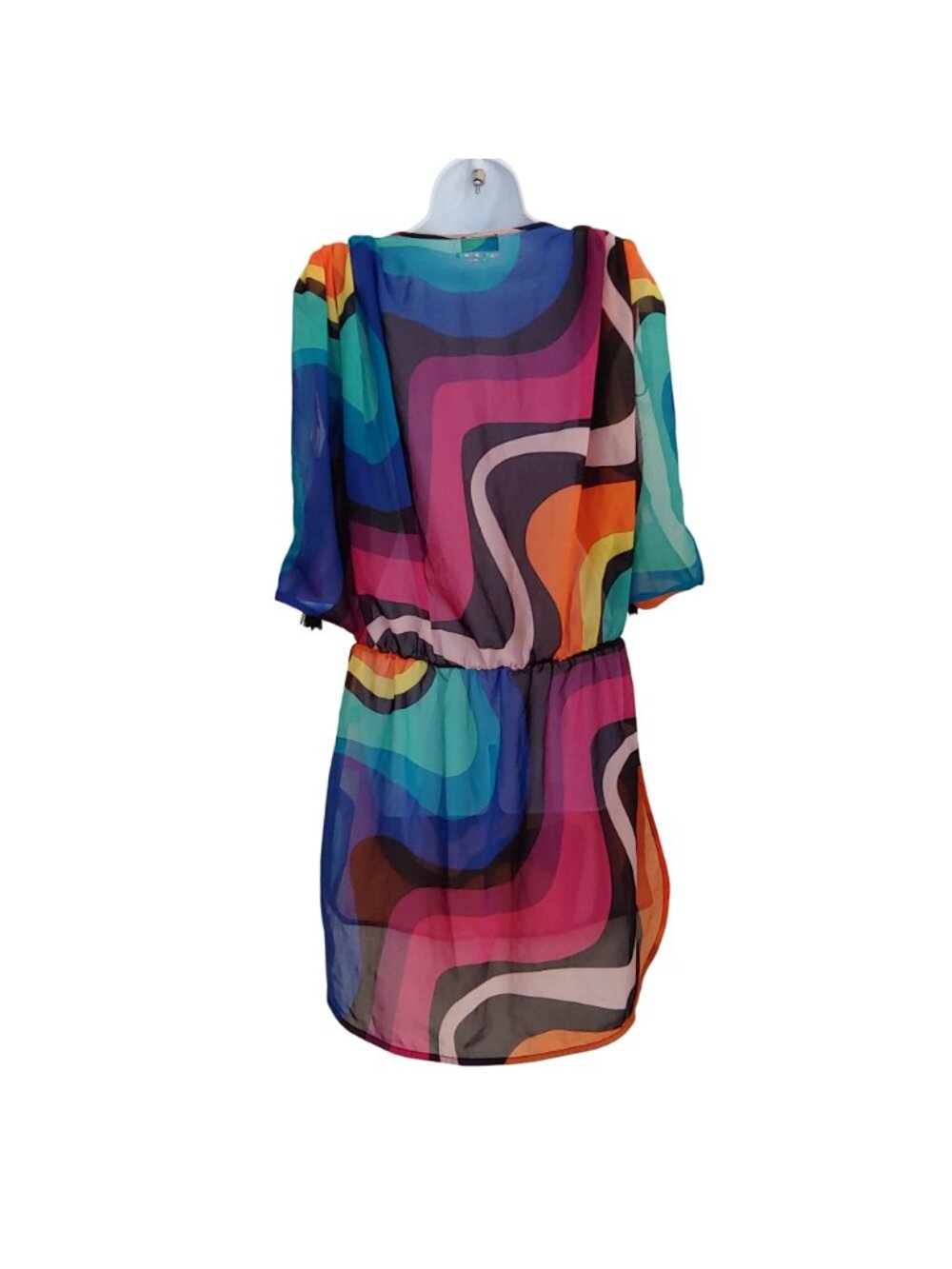 Kurt Geiger Vibrant Abstract Swirl Swim Cover Up Resort Beach Tunic L - Picture 2 of 14
